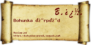Bohunka Árpád névjegykártya
