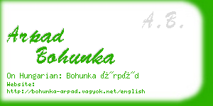 arpad bohunka business card